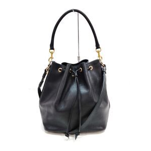 SAINT LAURENT YSL Black Leather 2way Emmanuelle Bucket Bag